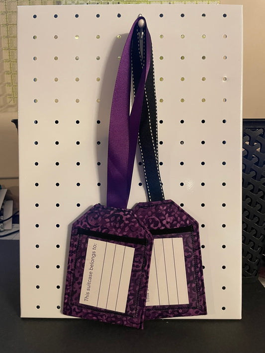Purple Floral Luggage Tag