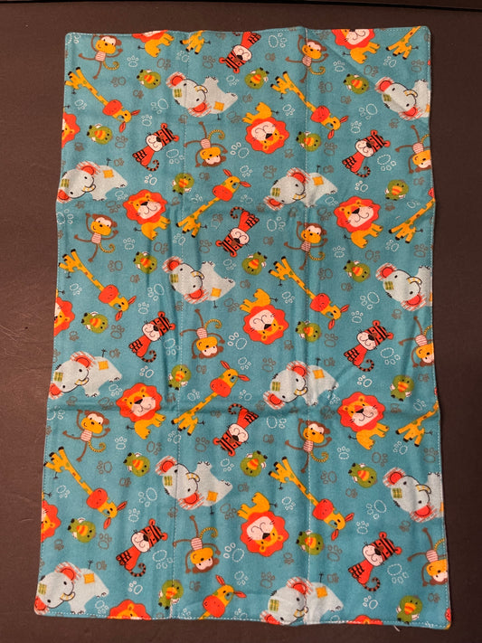 Blue Animal Baby Burp Rag