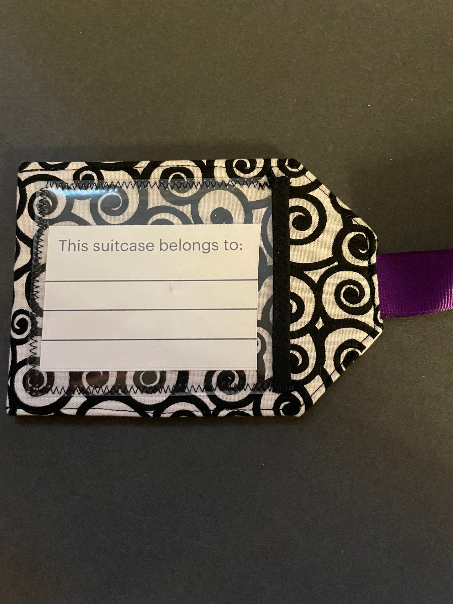 Black and White Swirl Luggage Tag