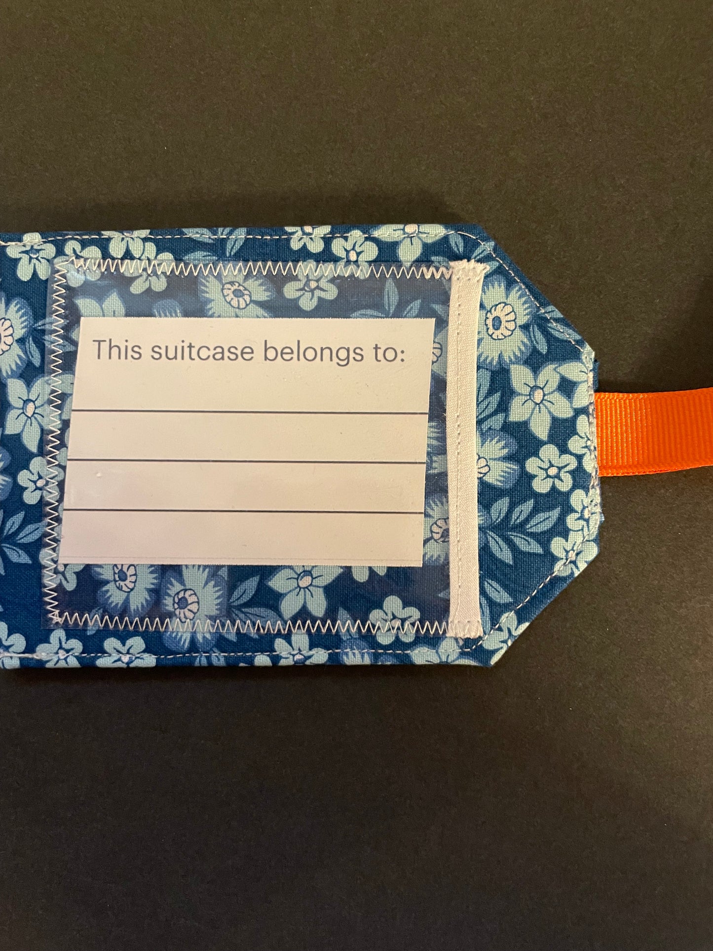 Blue Floral Luggage Tag
