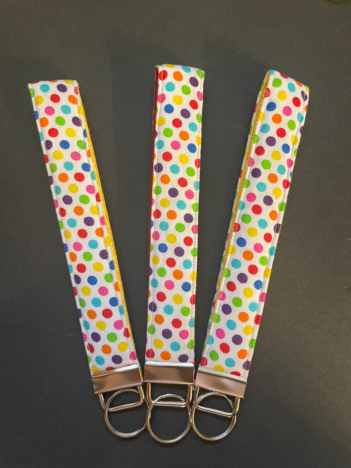 Rainbow Polka Dot Wristlet
