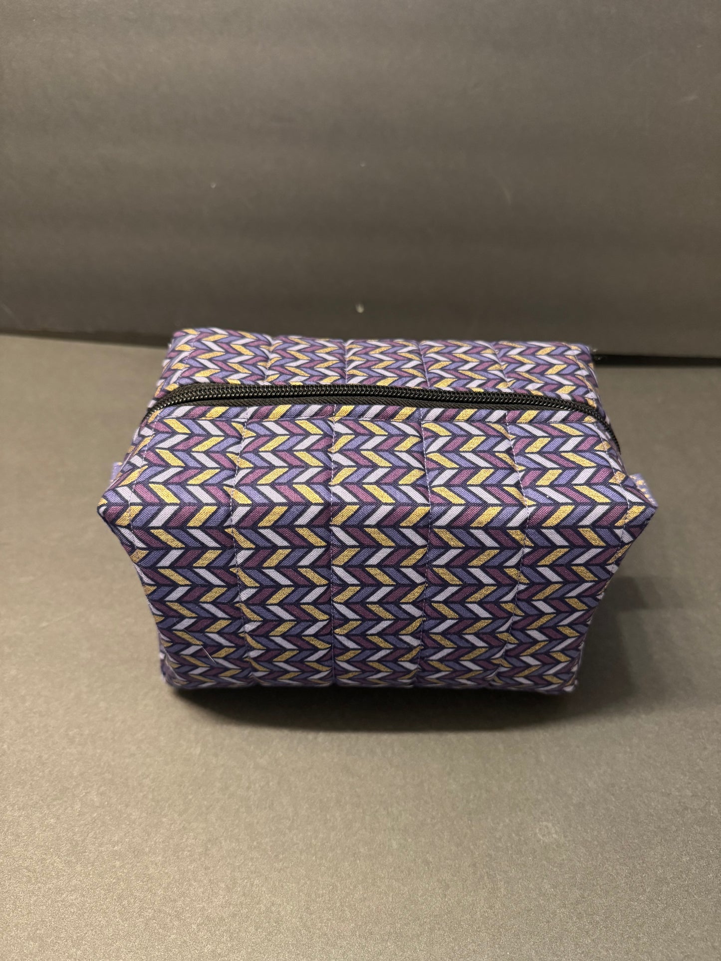 Purple and Gold Zigzag Makeup Bag