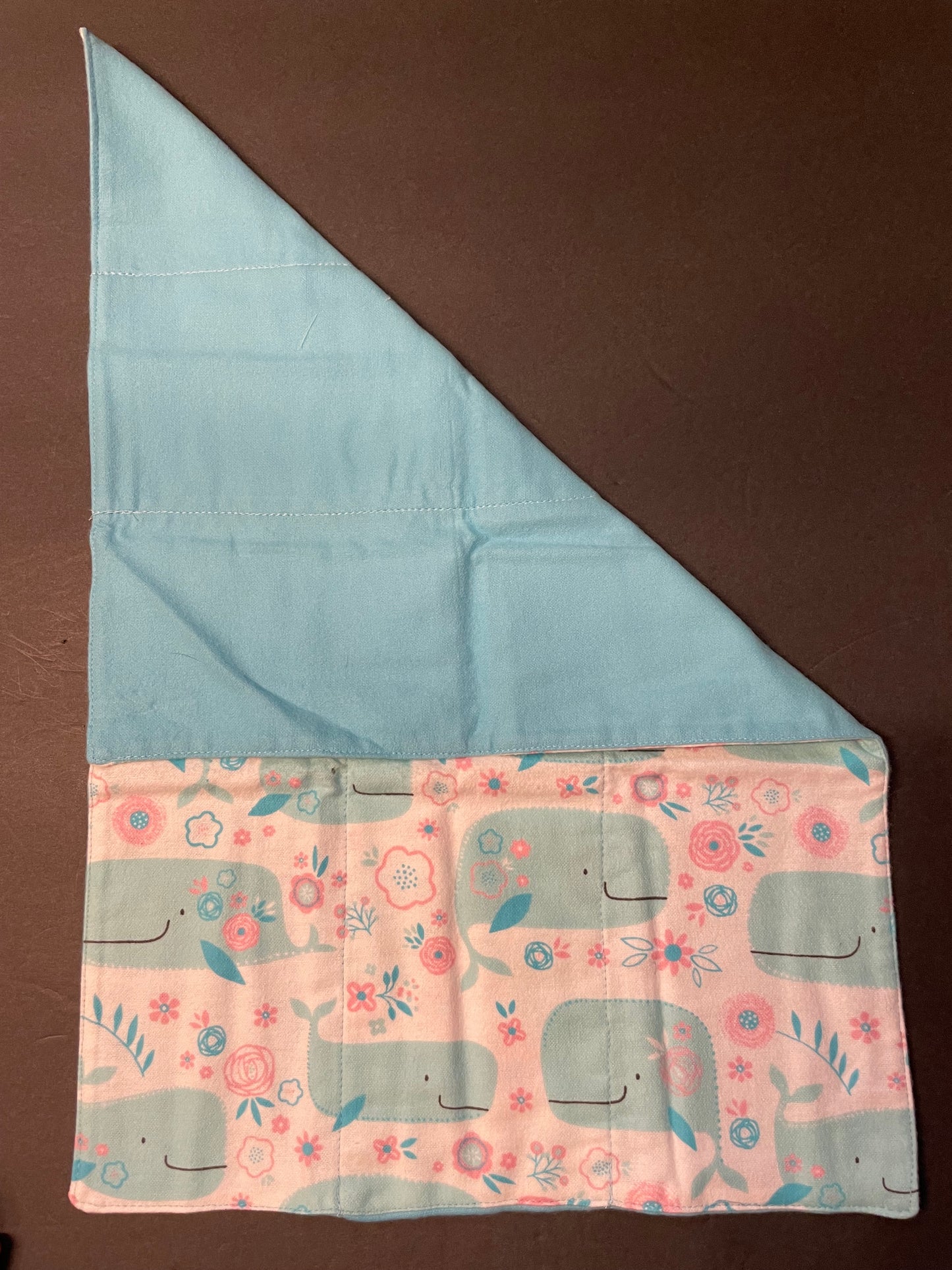 Pink and Blue Whale Baby Burp Rag
