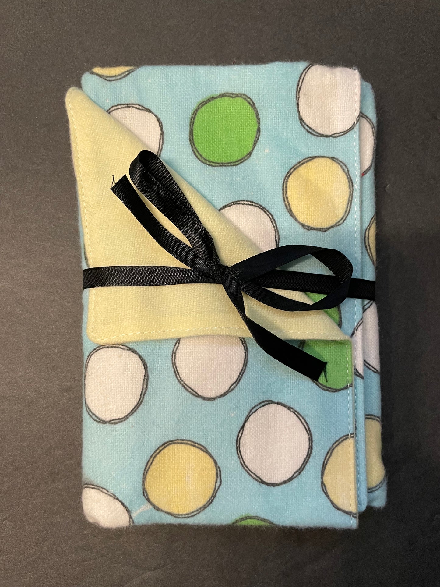 Yellow, Blue and Green Polka Dot Baby Burp Rag