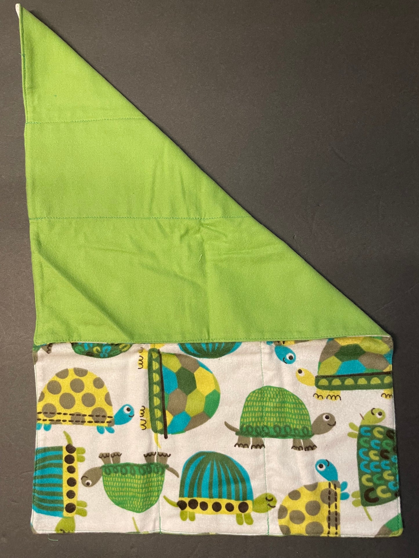 Green Turtle Baby Burp Rag