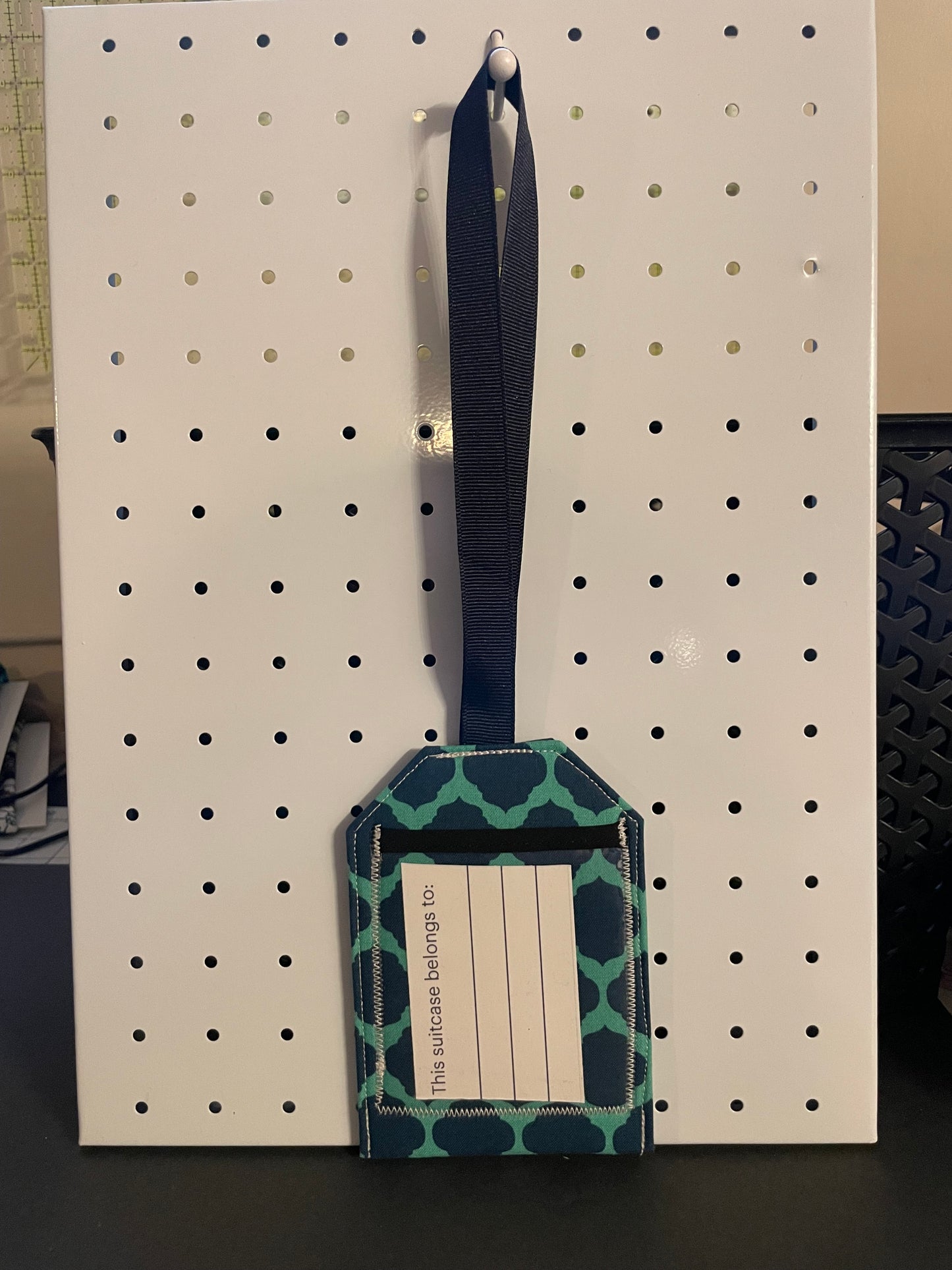 Teal and Aqua Geometric Luggage Tag