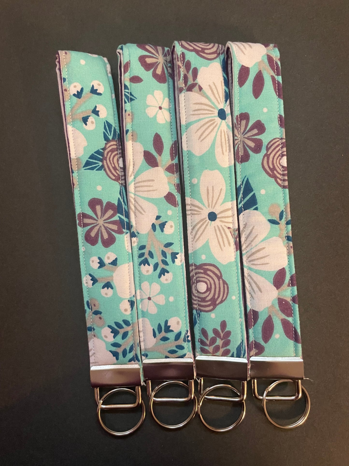 Teal and Purple Floral Wristlet