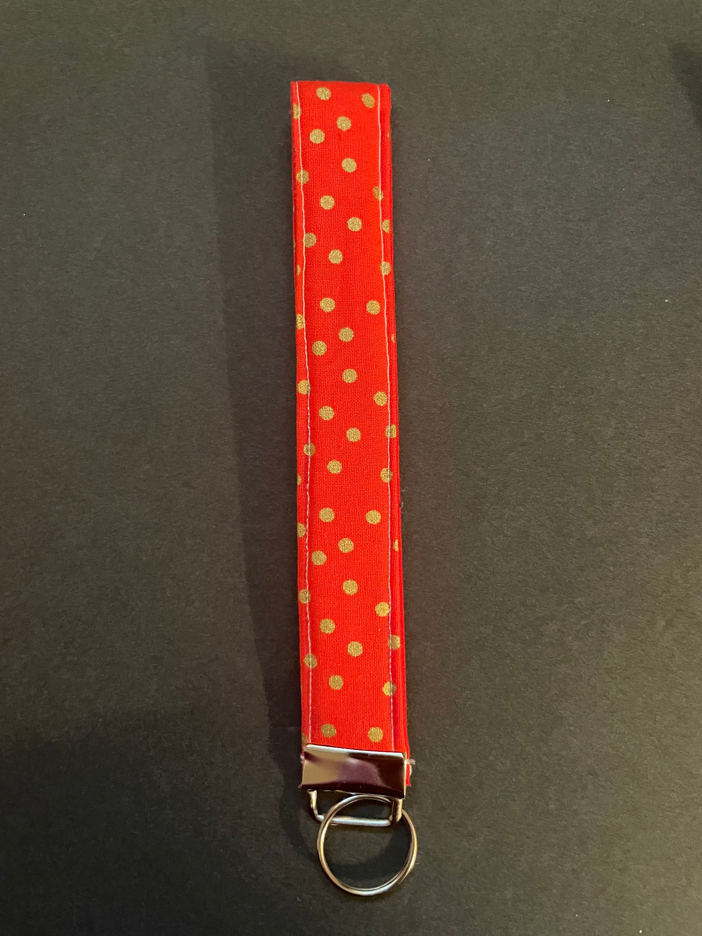 Red and Gold Polka Dot Wristlet