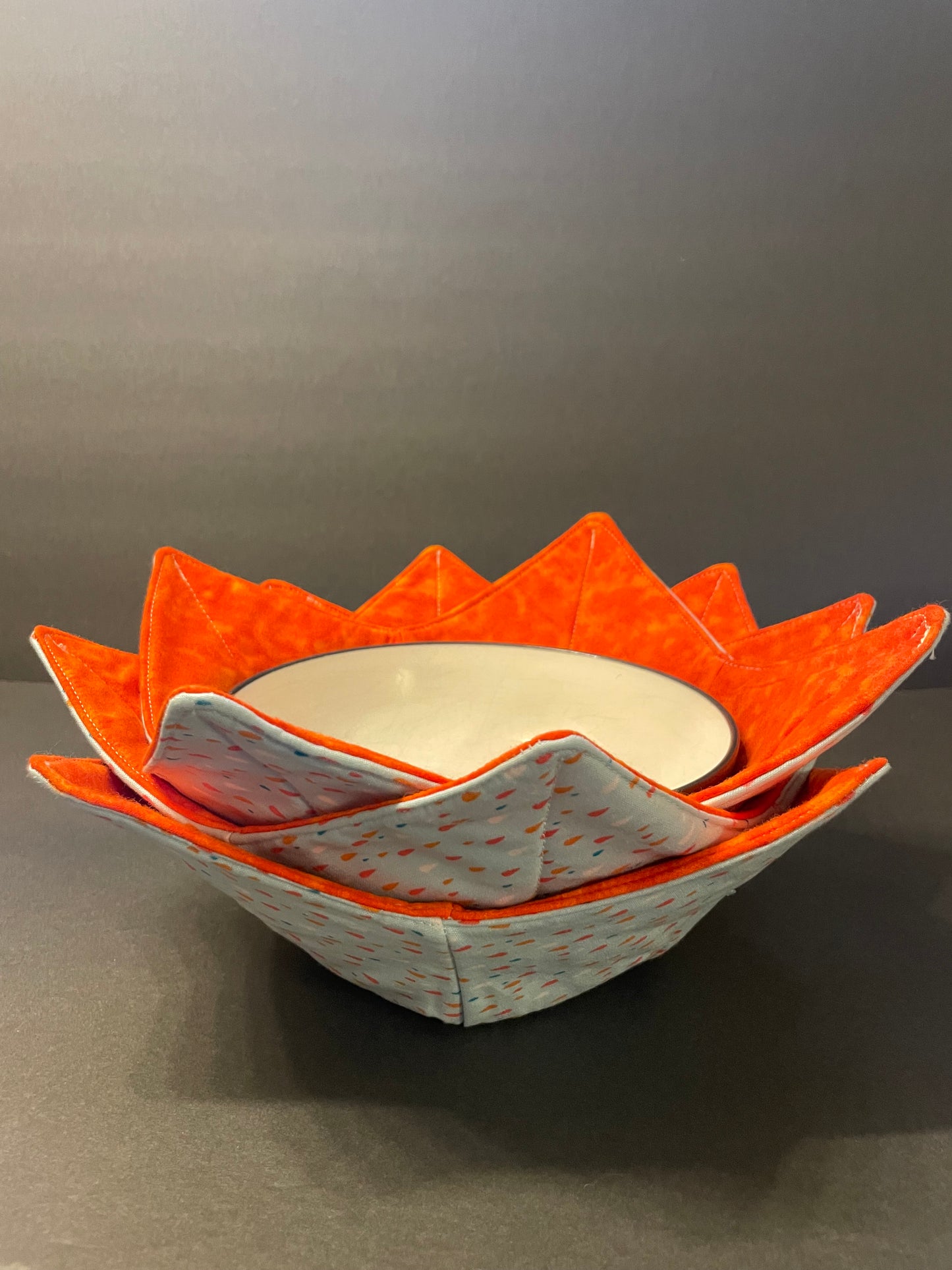 Blue-Dark Orange Raindrop Bowl Cozy