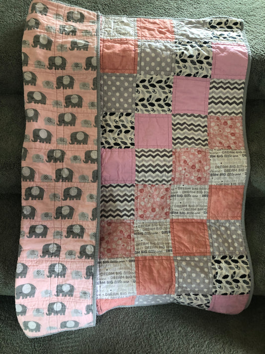 Pink Elephant Baby Blanket