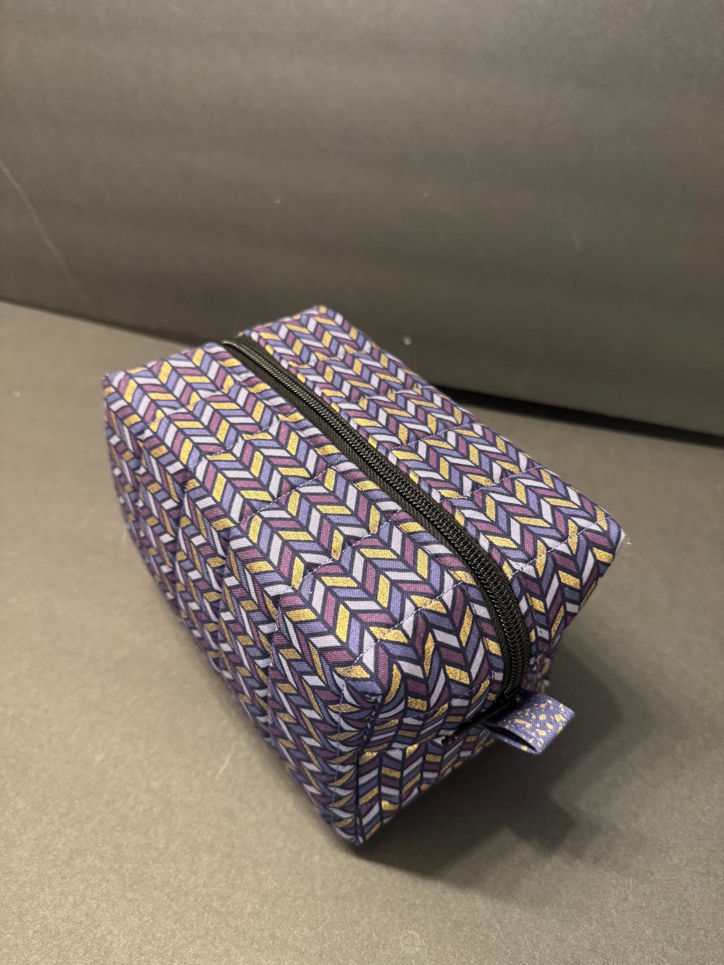 Purple and Gold Zigzag Makeup Bag