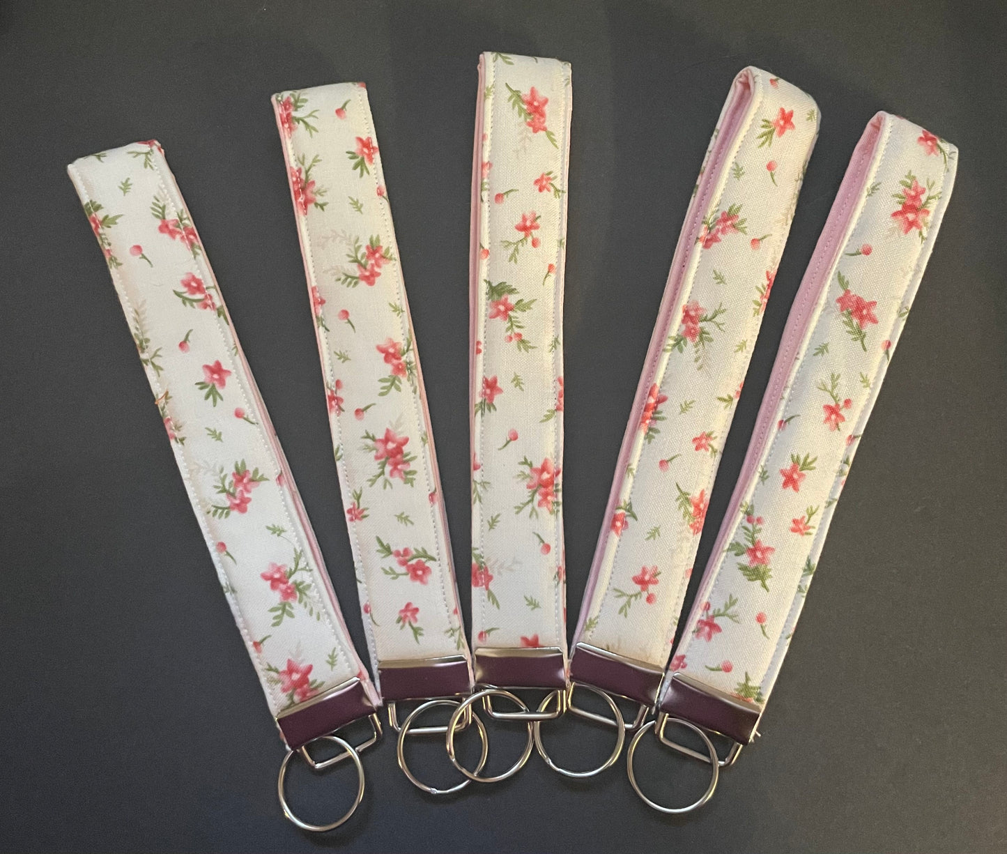 Pink and White Floral Wristlet