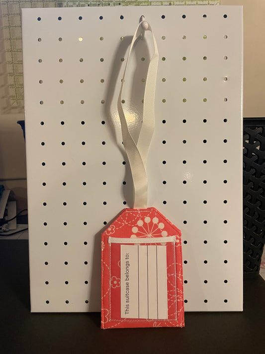 Pink Floral Luggage Tag