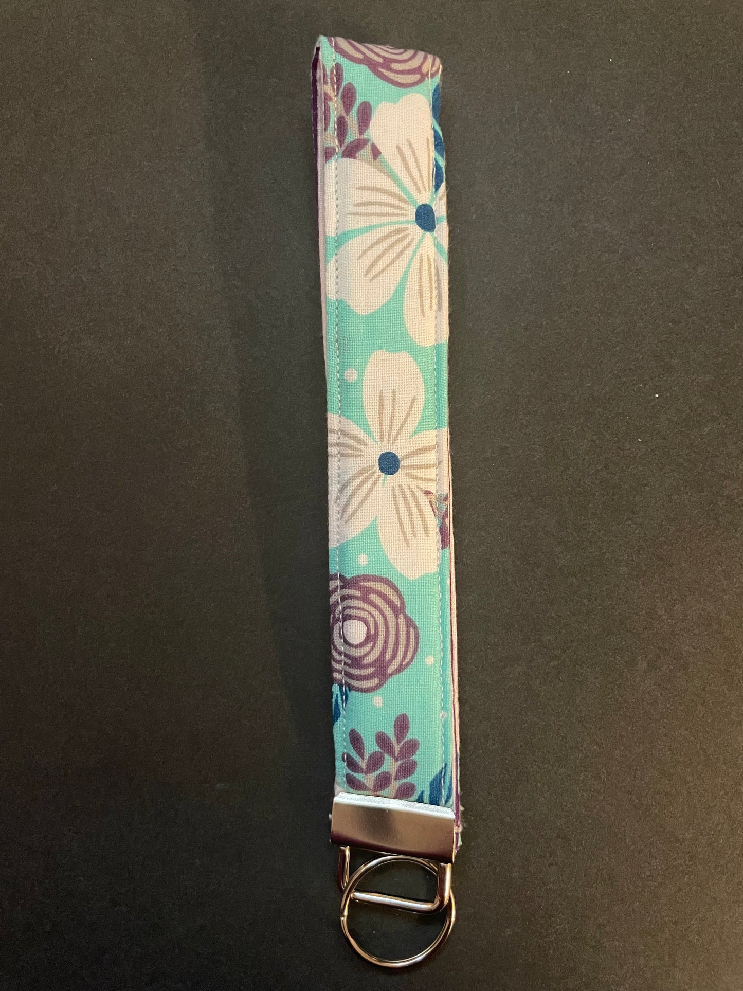 Teal and Purple Floral Wristlet