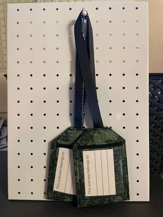 Green Floral Luggage Tag