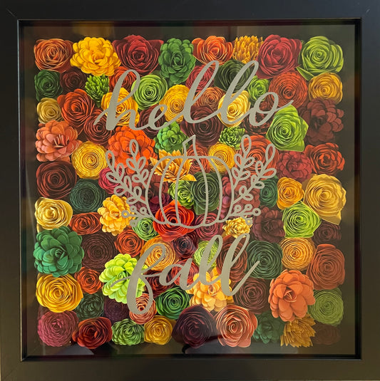 Hello Fall Paper Flower Shadow Box