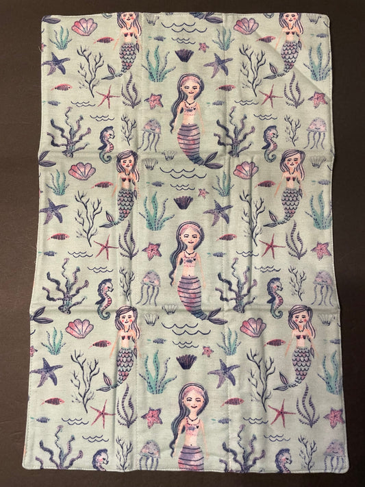 Light Blue Mermaid Baby Burp Rag