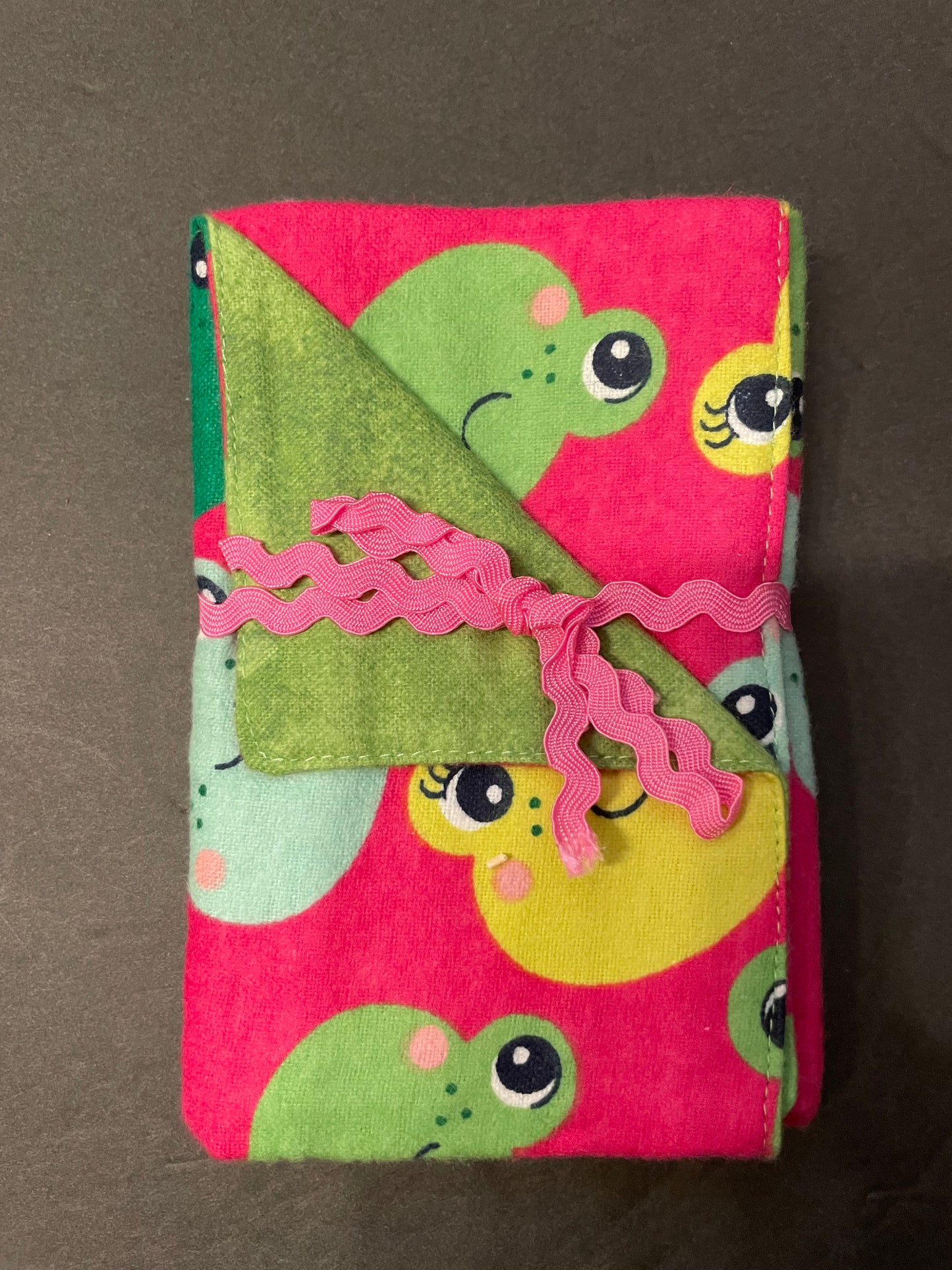 Pink and Green Frog Baby Burp Rag