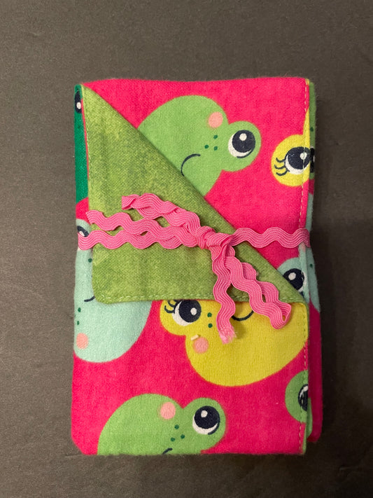 Pink and Green Frog Baby Burp Rag