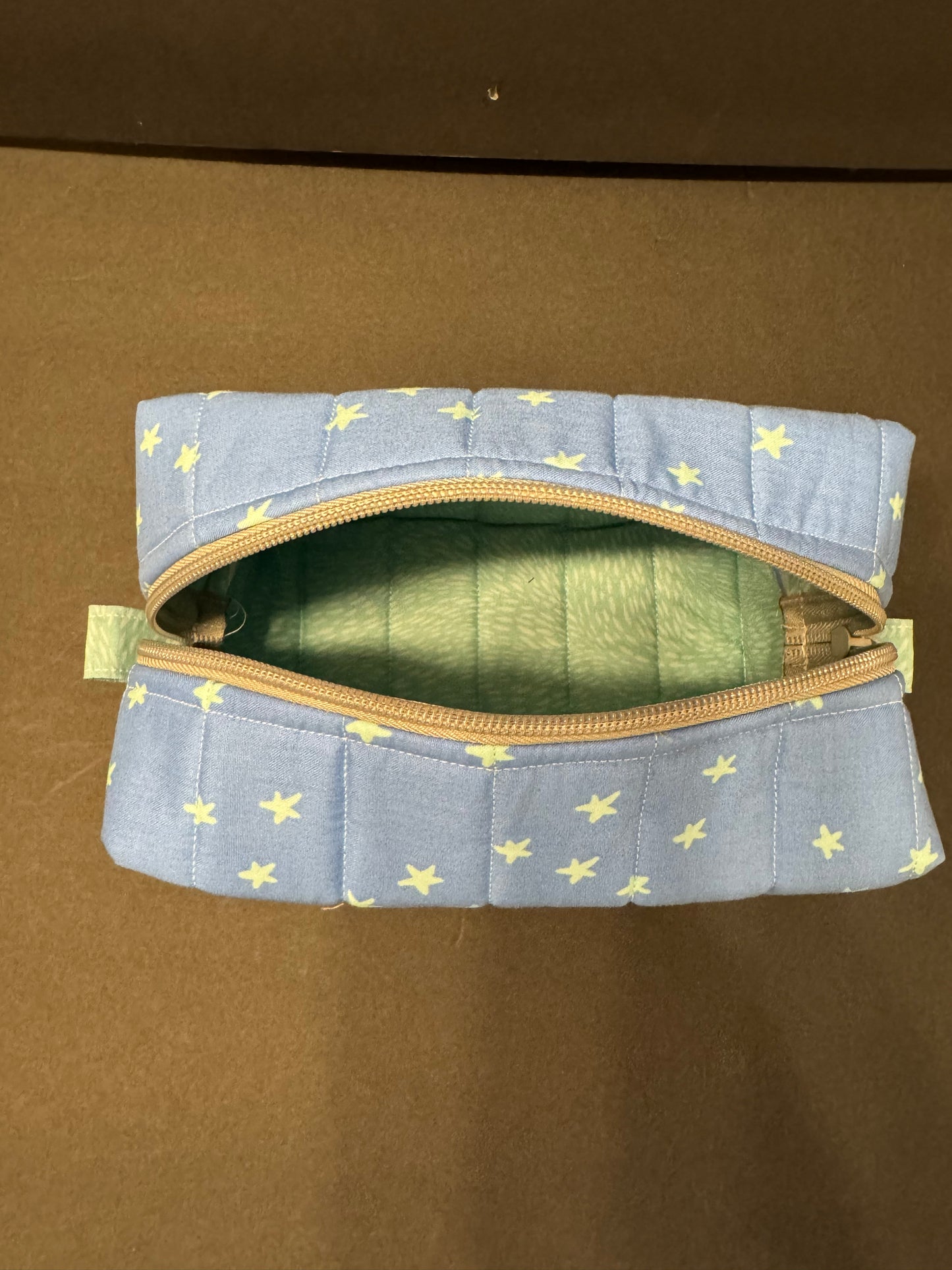 Blue and Green Stars Makeup Bag