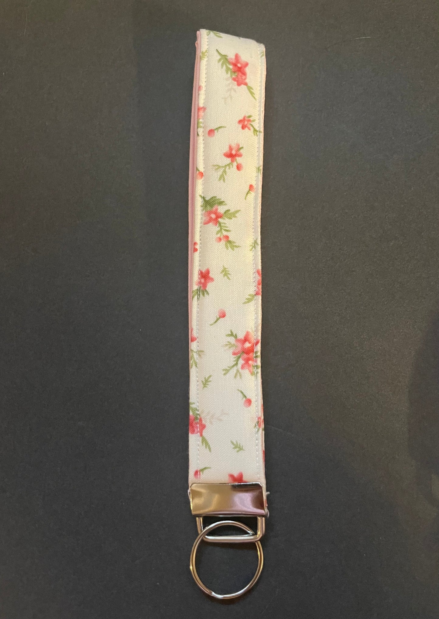 Pink and White Floral Wristlet