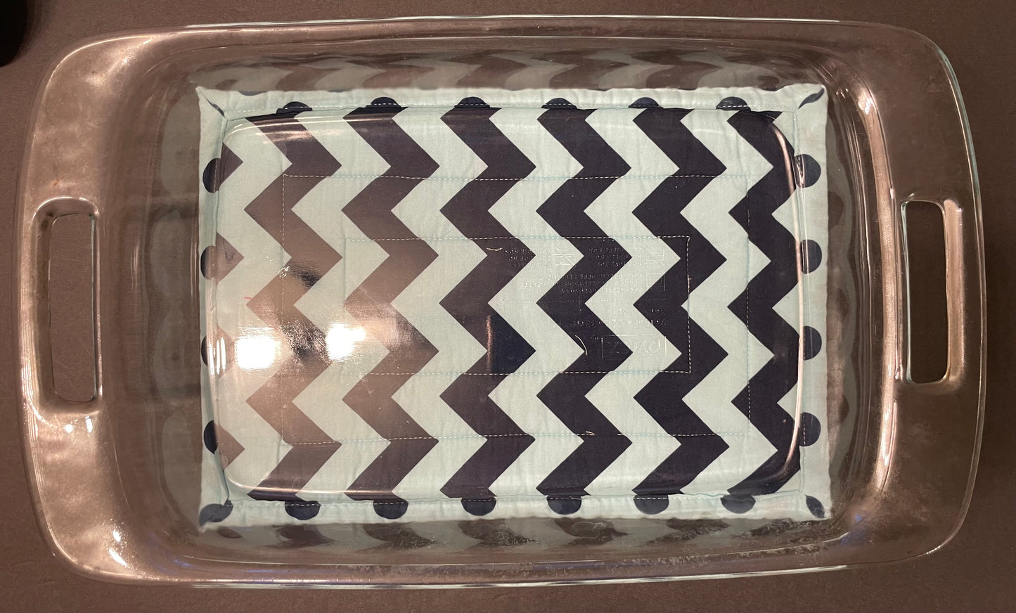 Blue Chevron and Polka Dot Casserole Trivet