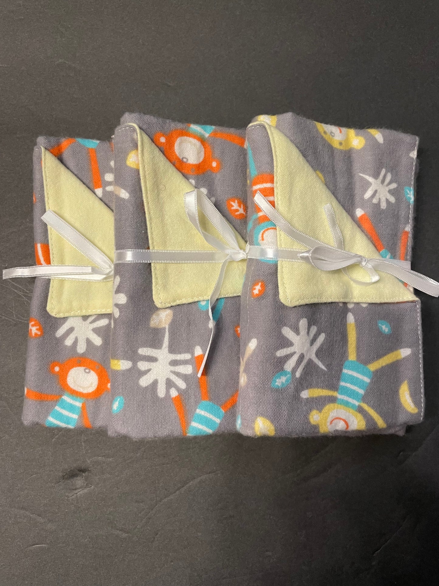 Grey Monkey Baby Burp Rag