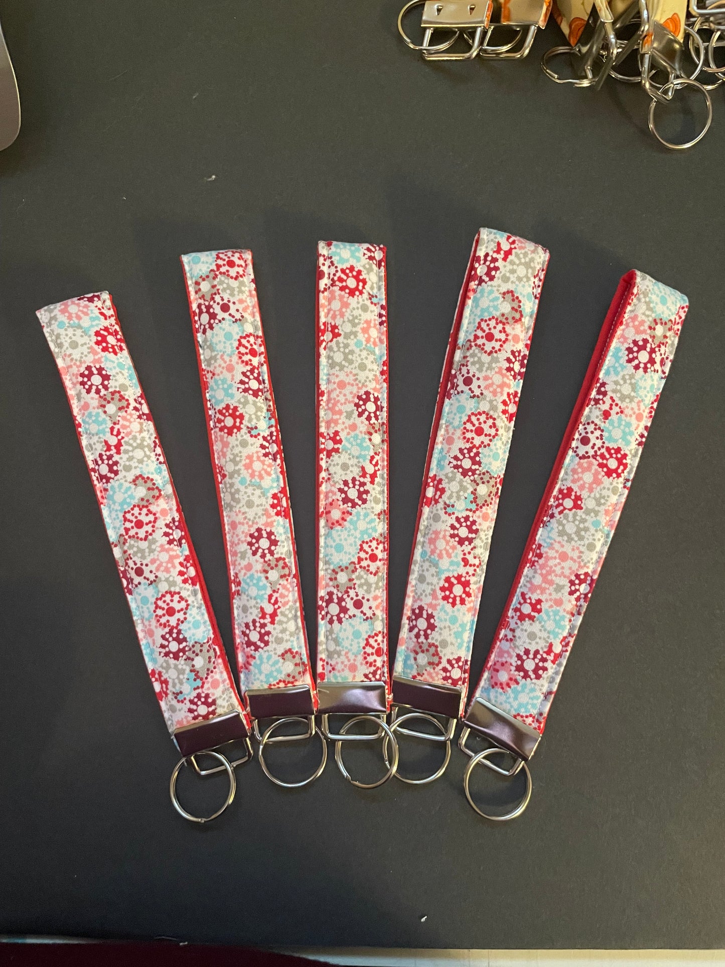 Pink, Red and Blue Floral Wristlet
