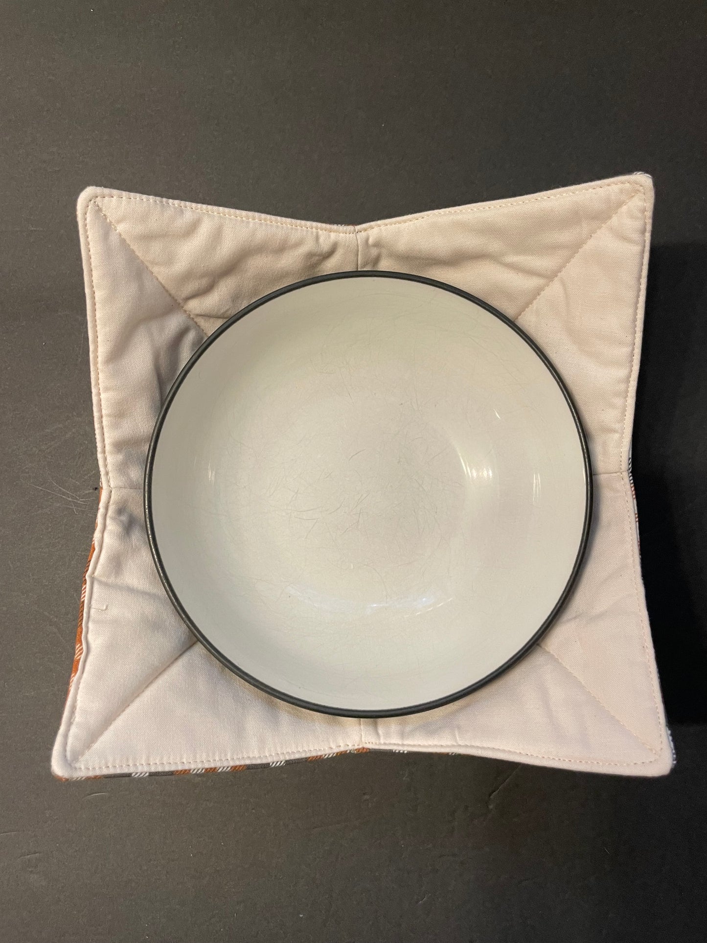 Brown and Grey Plaid Bowl Cozy