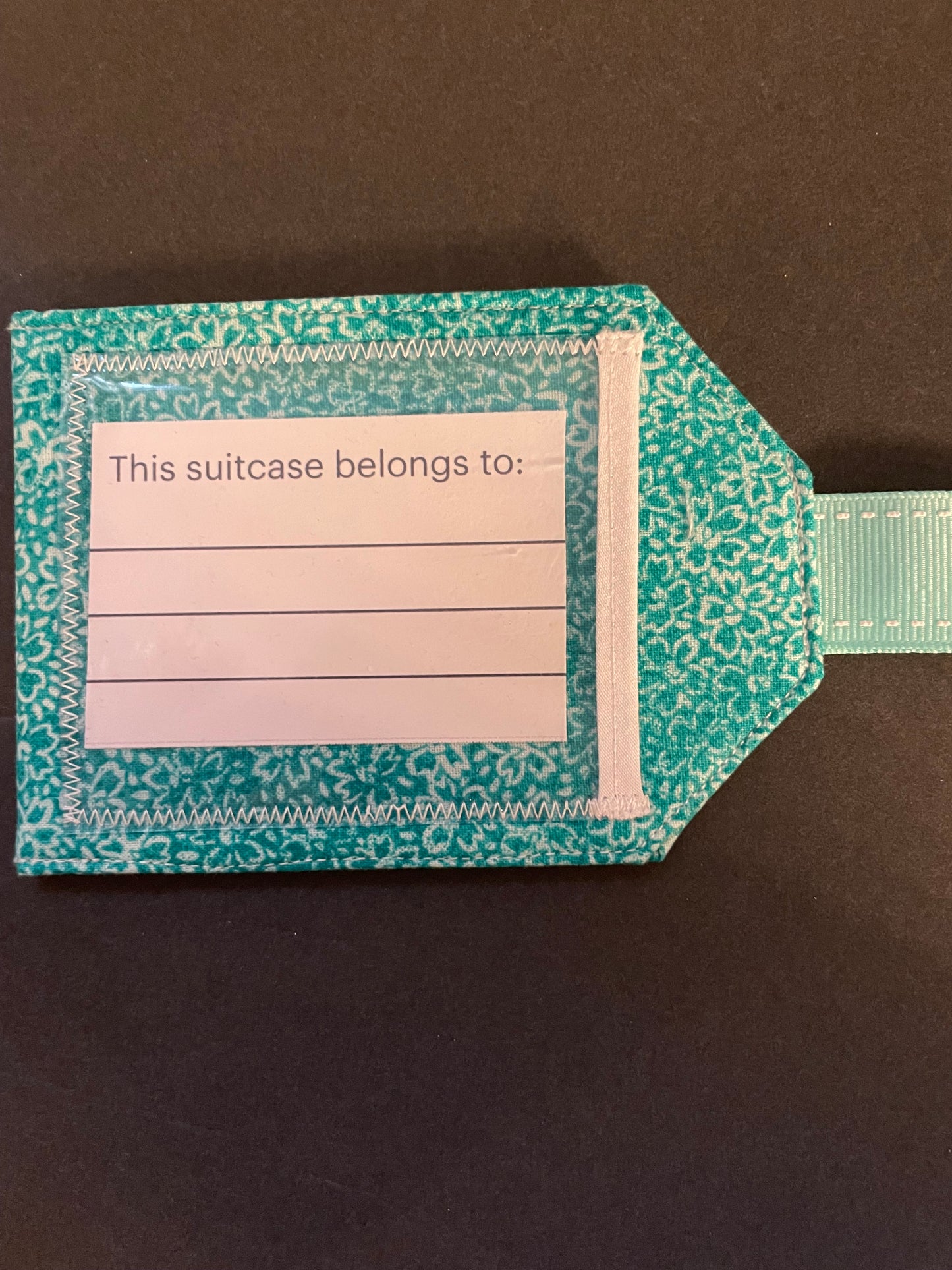 Teal Floral Luggage Tag