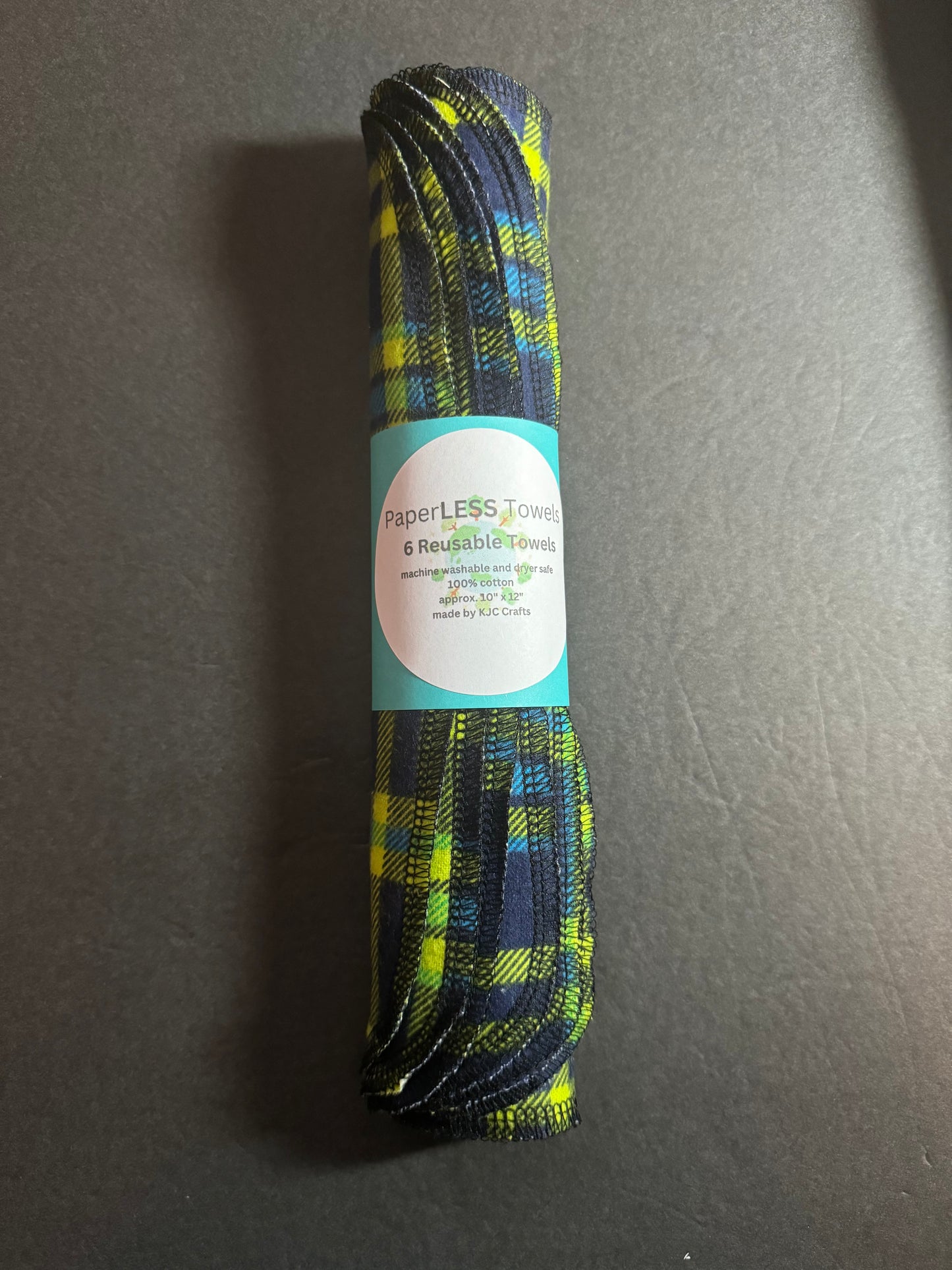 Green and Blue Plaid Reusable Towel