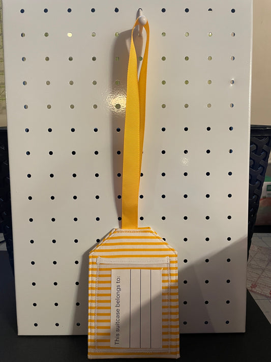 Yellow Striped Luggage Tag