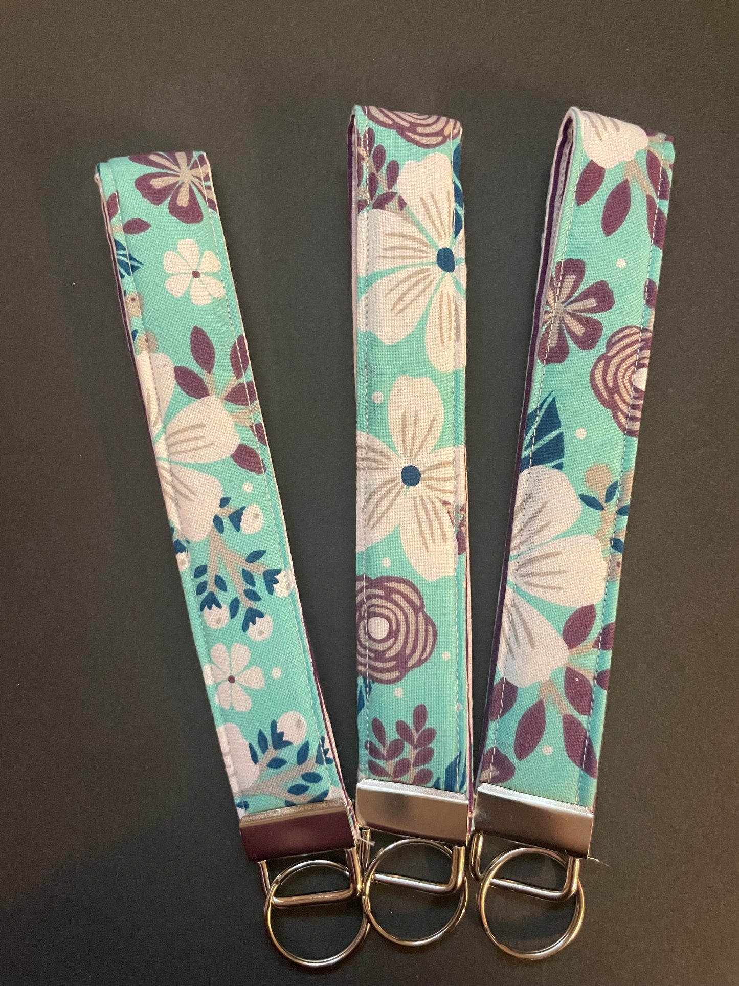 Teal and Purple Floral Wristlet