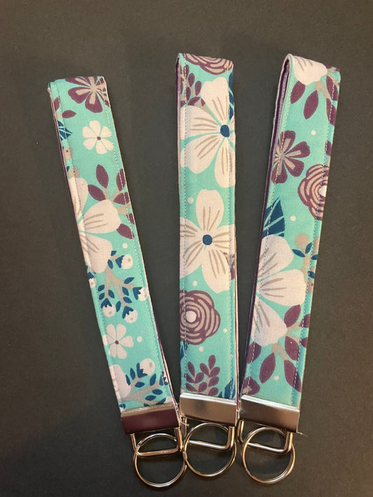 Teal and Purple Floral Wristlet