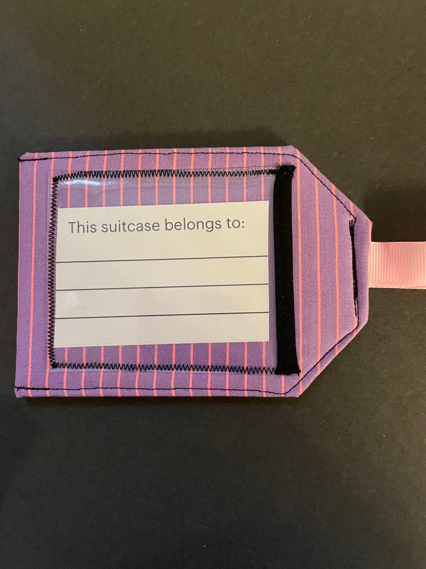 Purple and Pink Striped Luggage Tag