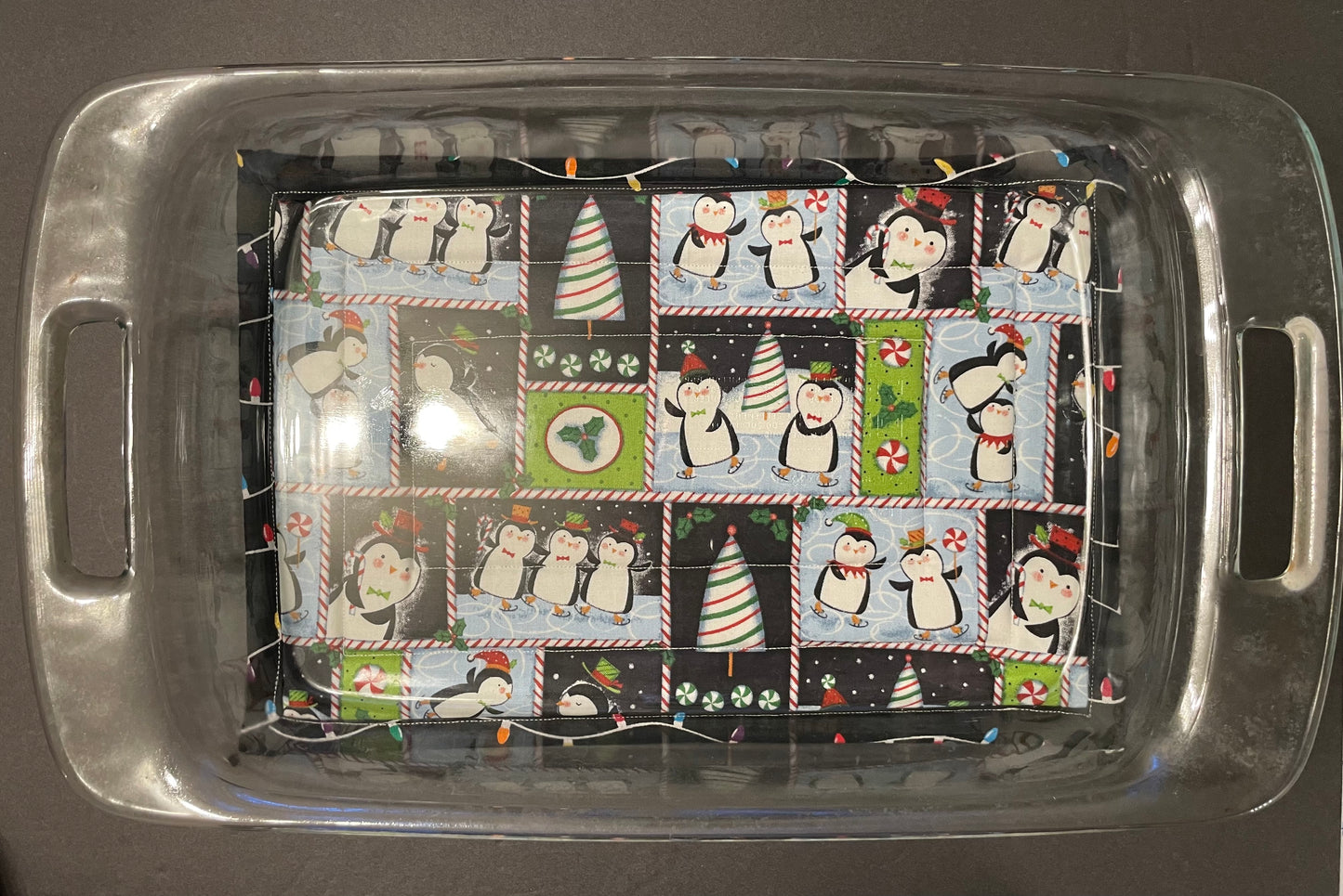 Penguin and Christmas Lights Casserole Trivet