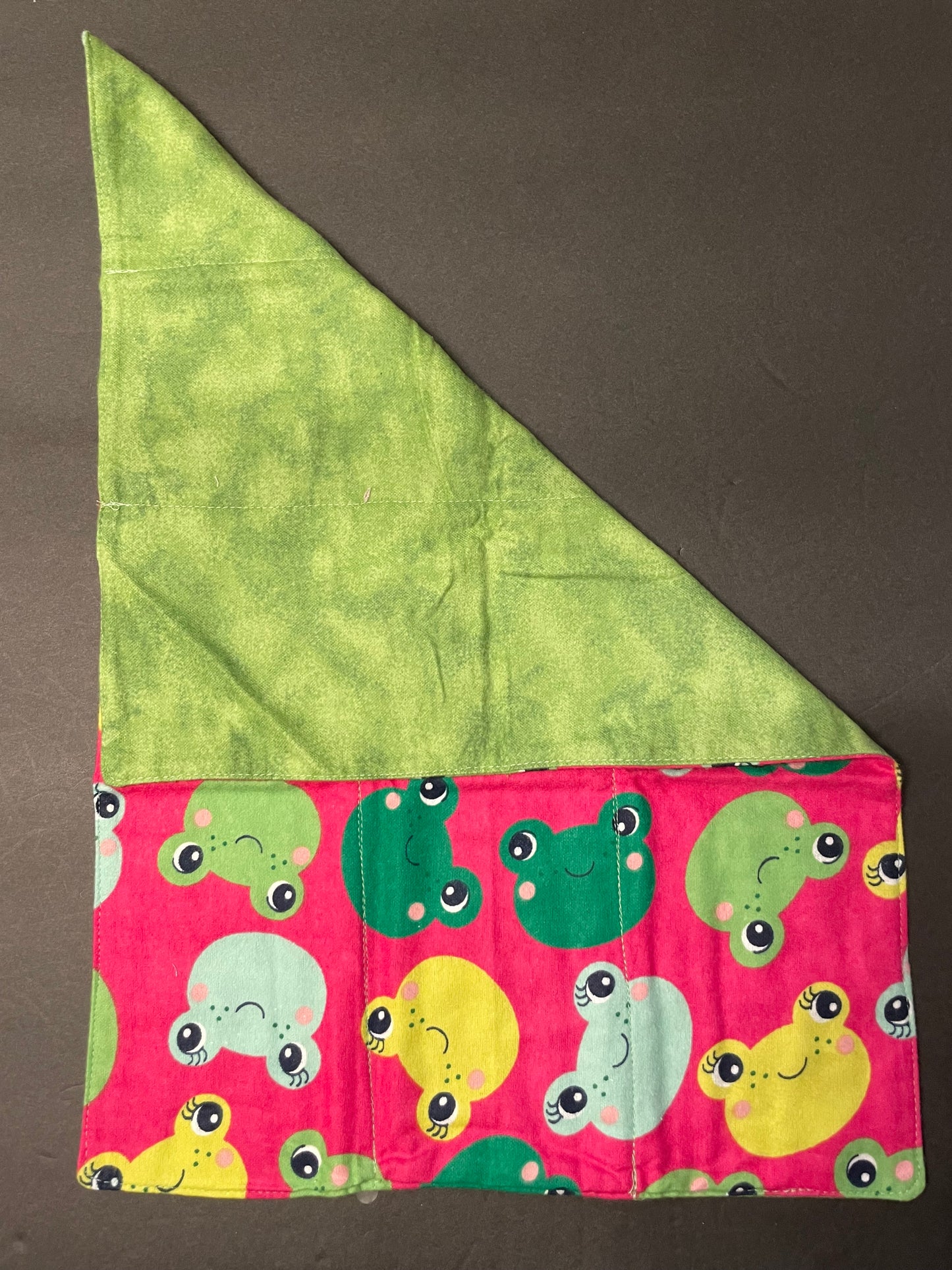 Pink and Green Frog Baby Burp Rag
