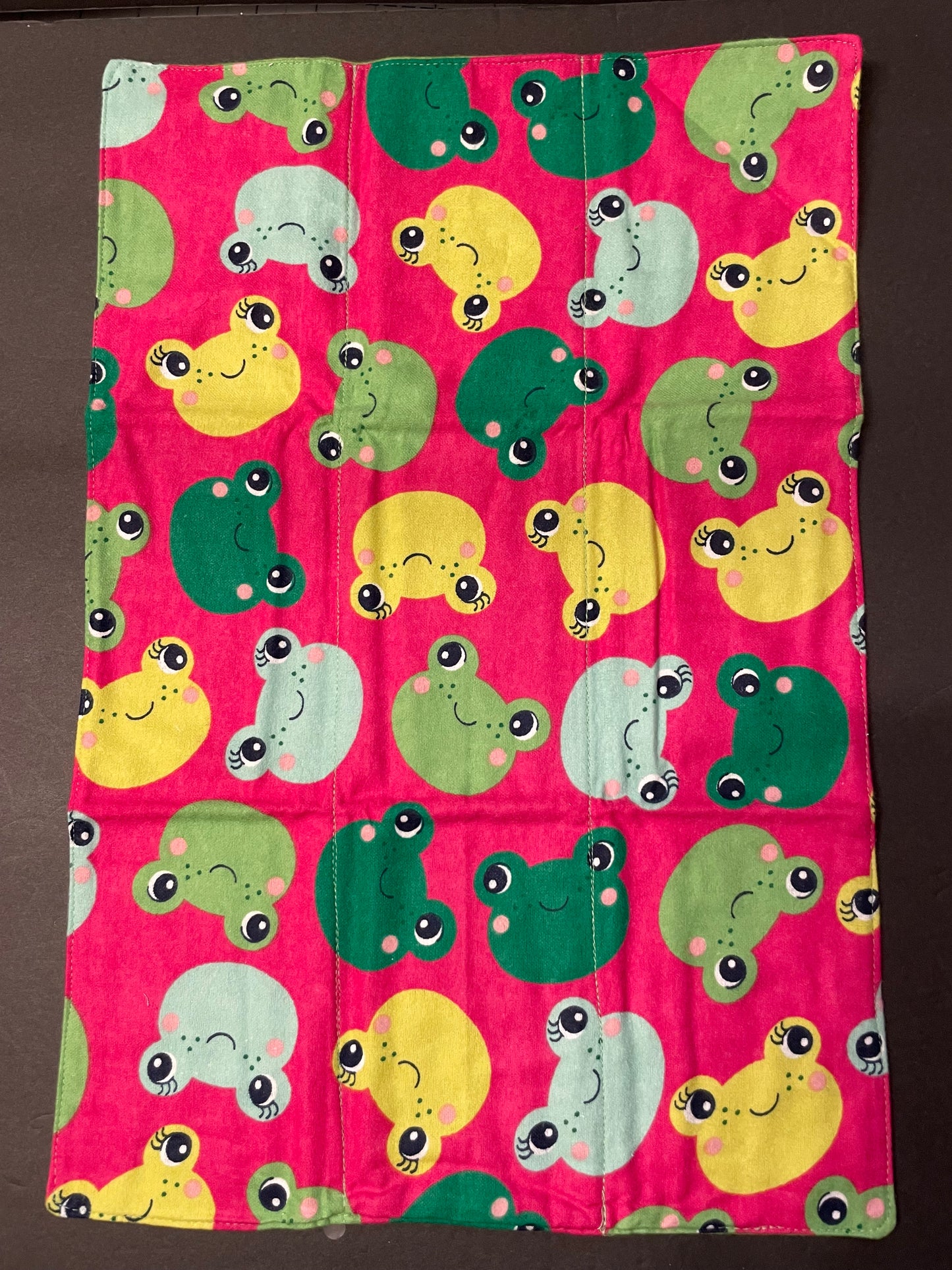 Pink and Green Frog Baby Burp Rag