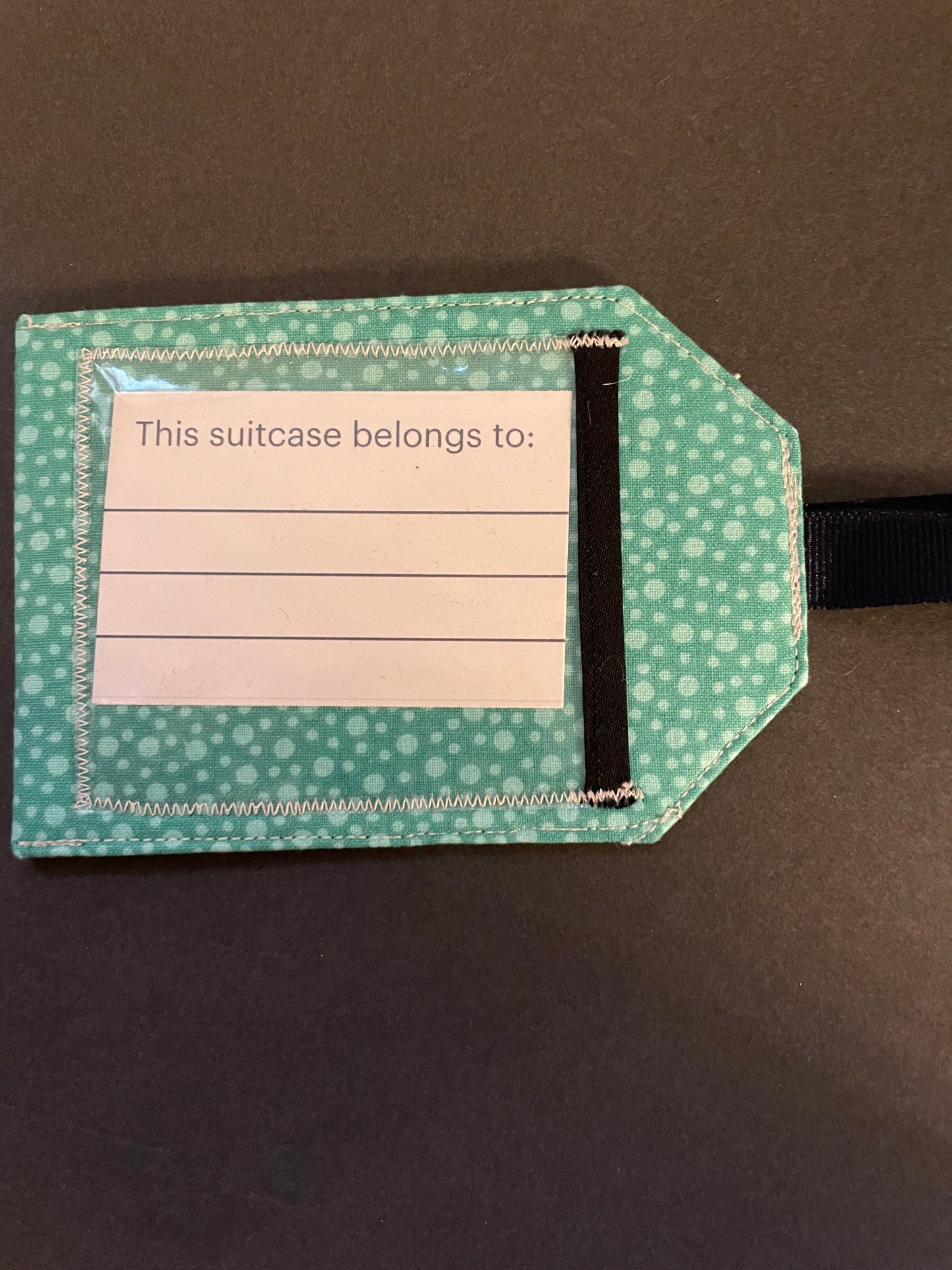 Aqua Polka Dot Luggage Tag