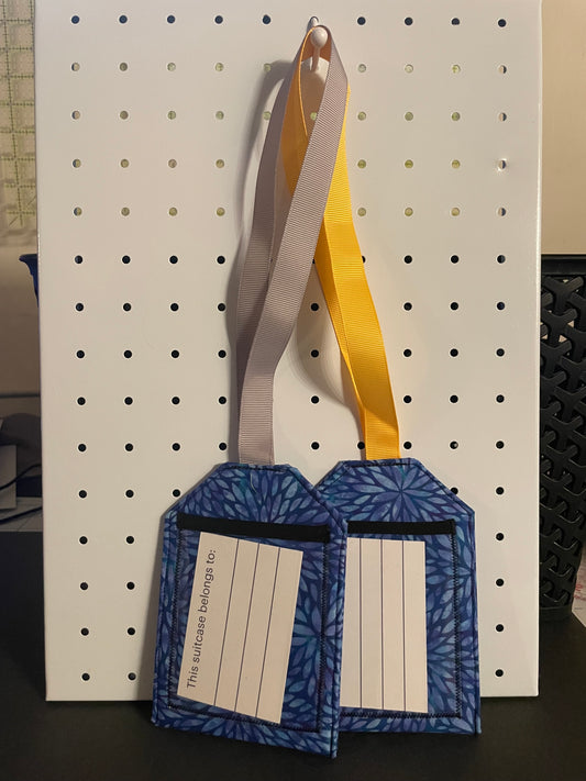 Blue Floral Luggage Tag 3