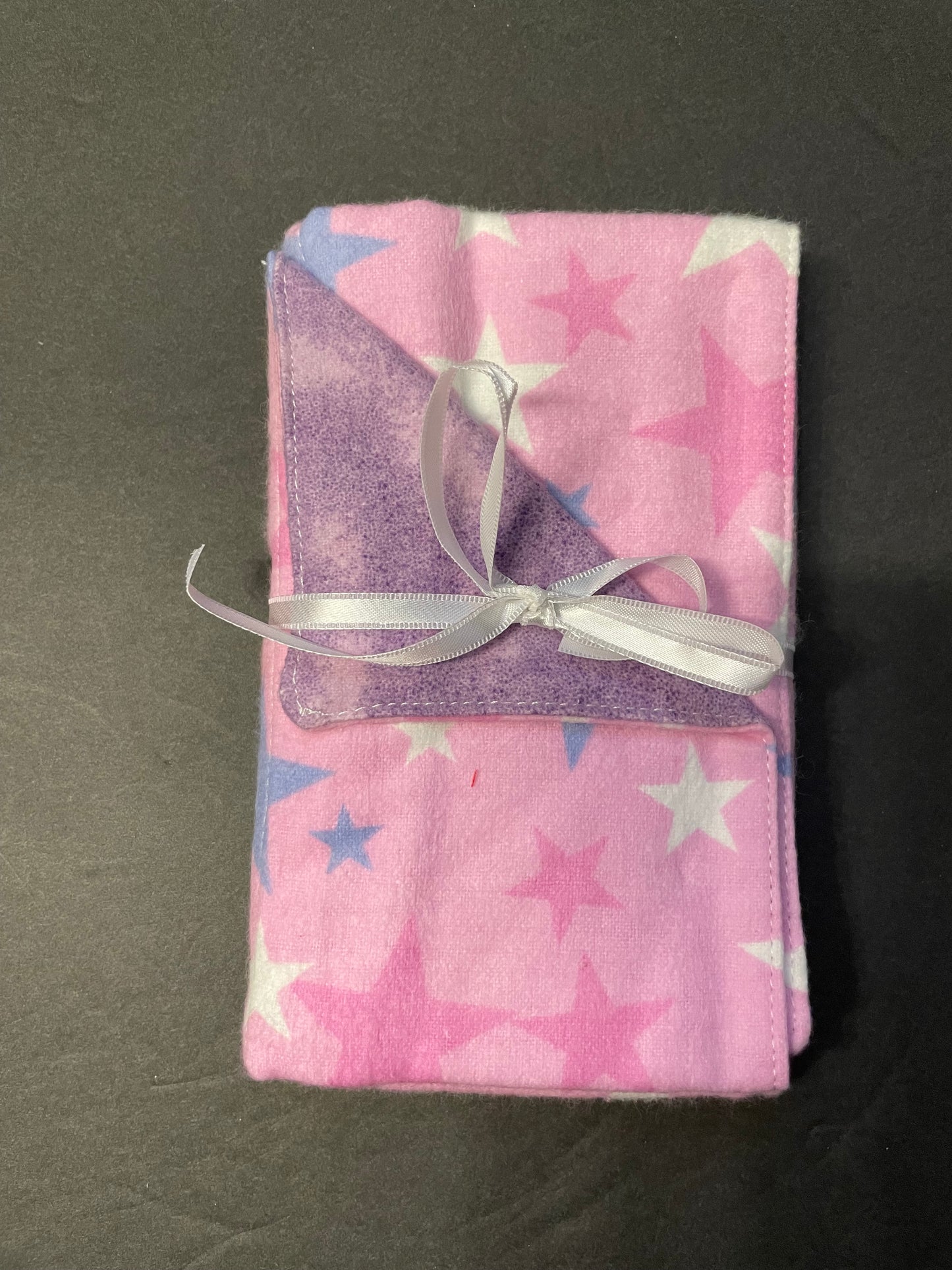 Pink and Purple Star Baby Burp Rag