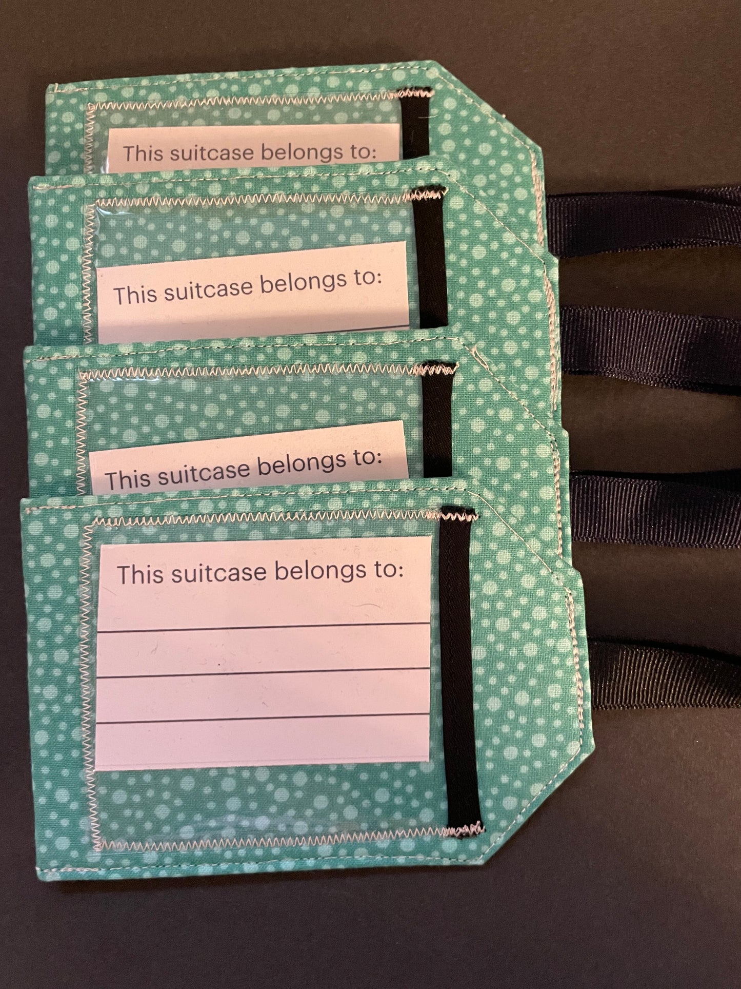 Aqua Polka Dot Luggage Tag