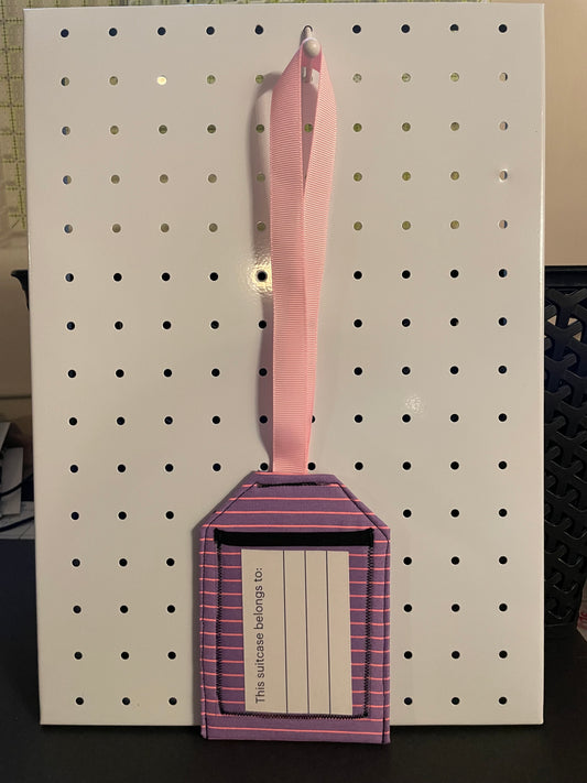 Purple and Pink Striped Luggage Tag