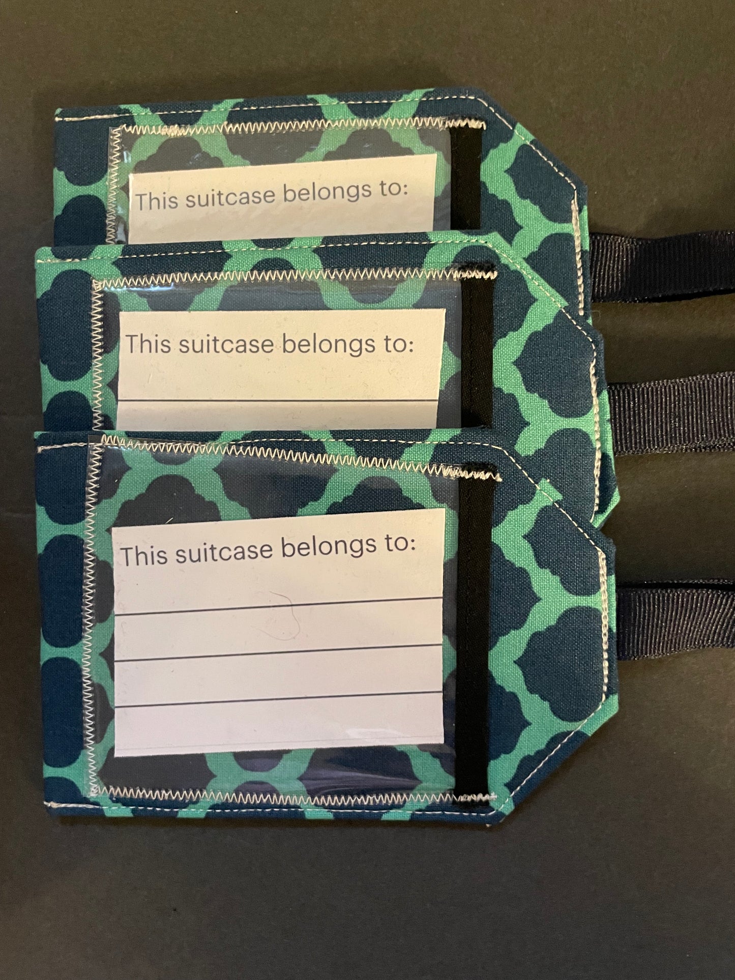 Teal and Aqua Geometric Luggage Tag