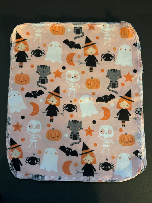 Pink Halloween Paperless Towels - witches, ghosts, bats, cats and mummies