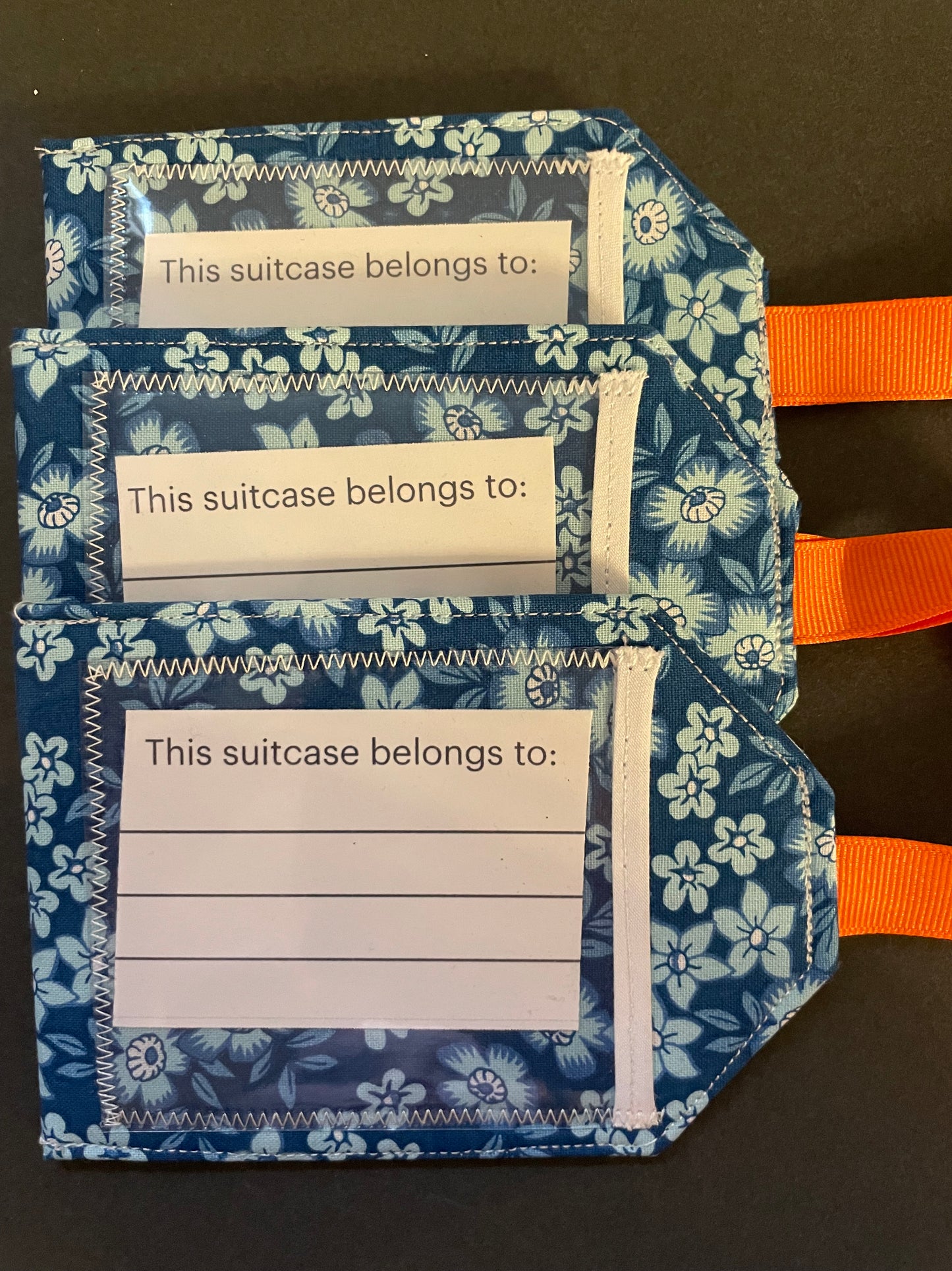 Blue Floral Luggage Tag