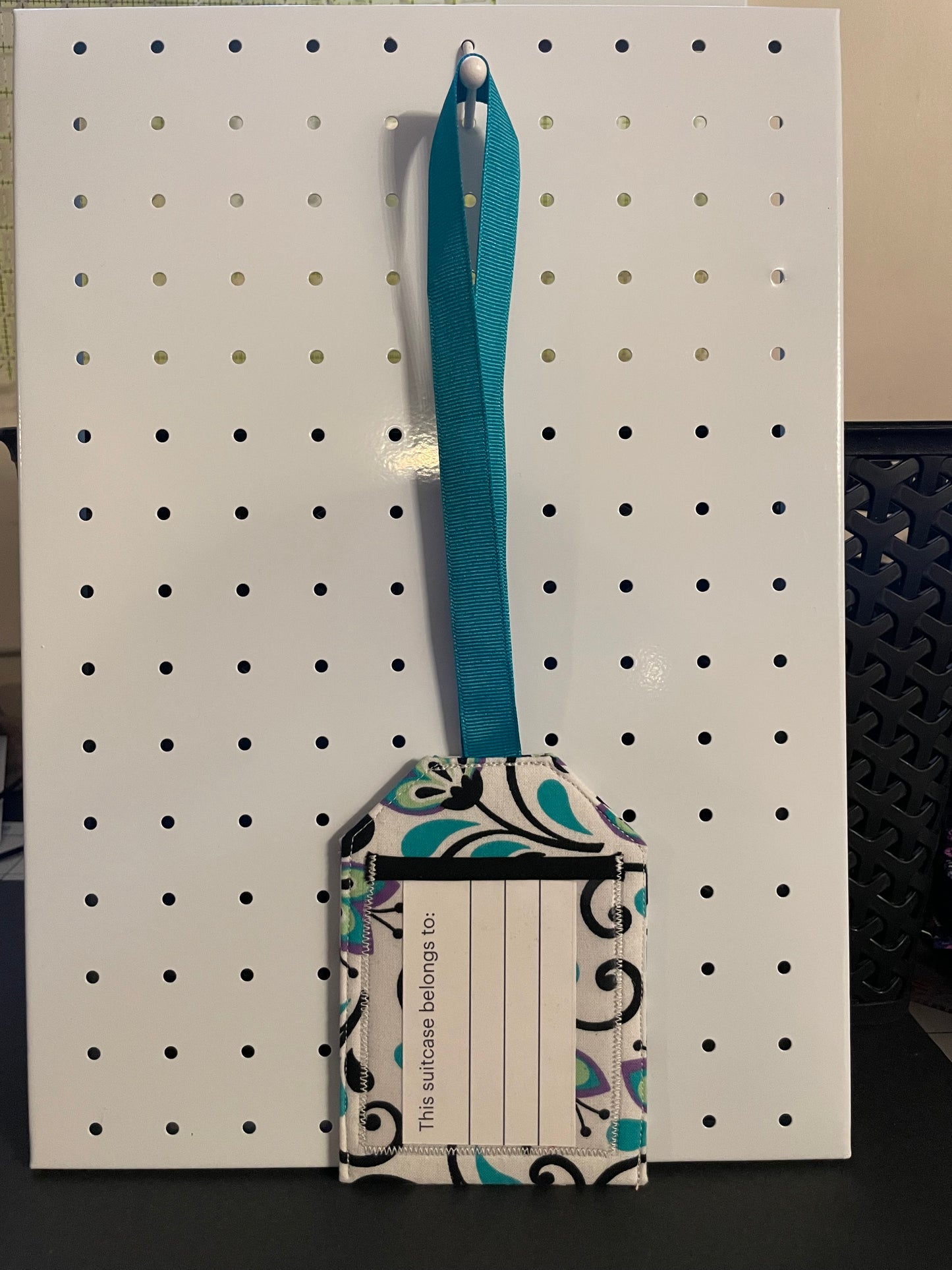 Teal and Purple Floral Luggage Tag