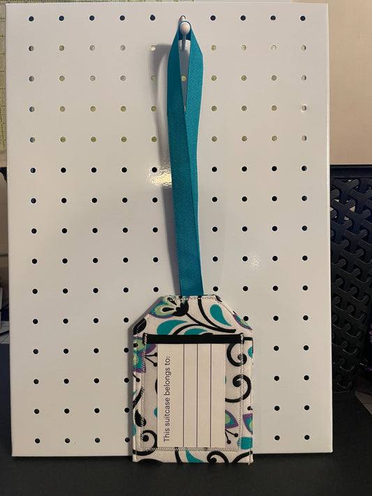 Teal and Purple Floral Luggage Tag