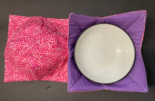 Purple with Pink Pebbled Bowl Cozy