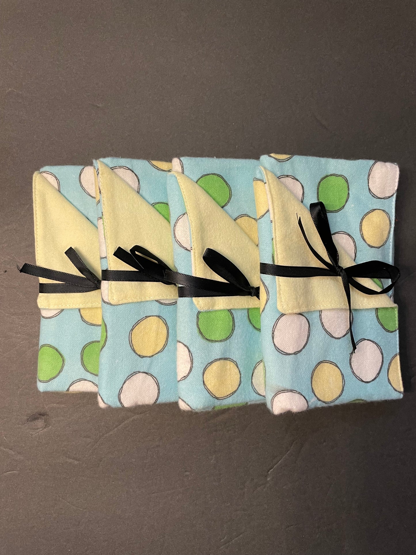 Yellow, Blue and Green Polka Dot Baby Burp Rag